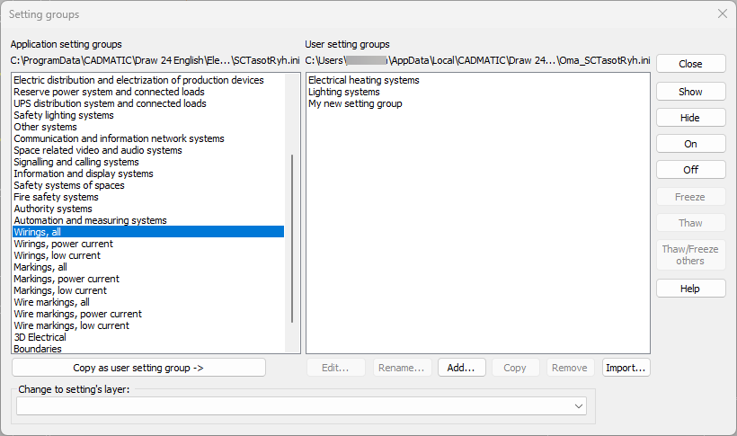 Group Setting Use setting groups