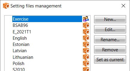 Setting Dile Create a new setting file