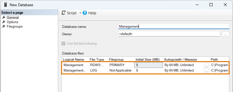 Define the main user and create databases