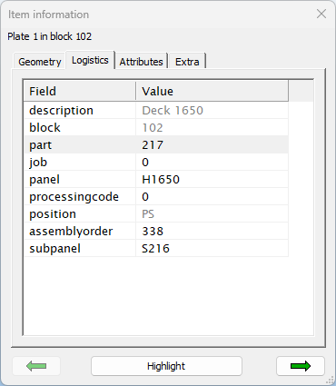 Changing a logistical value