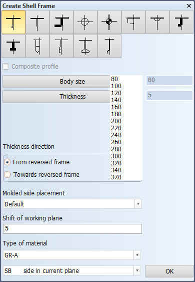 Creating shell frames in orthogonal directions