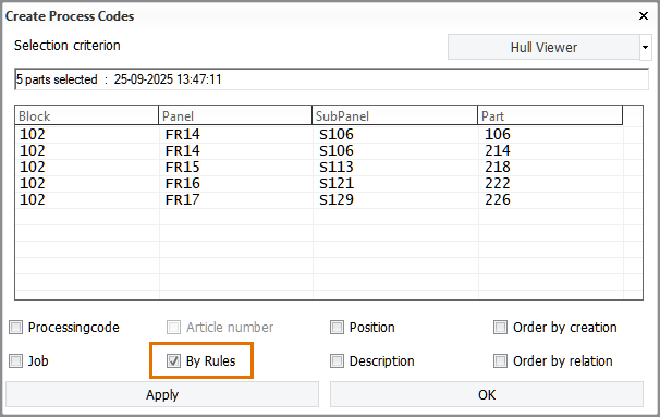 Rule example: Weld information on coded profile