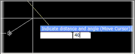 Empty the distance field and enter 40 in angle field and press <Enter>