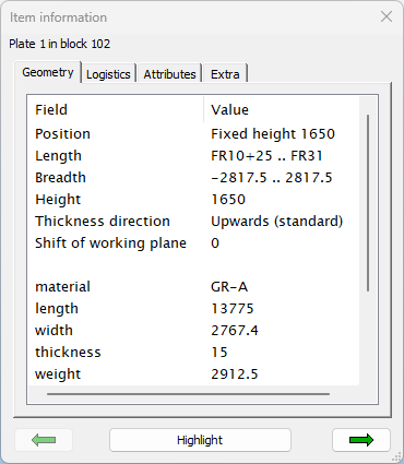 Geomtetrical information