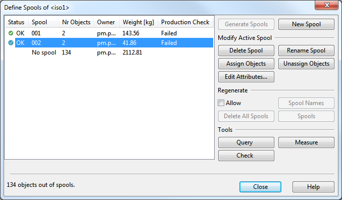 Spool Defin Define spools