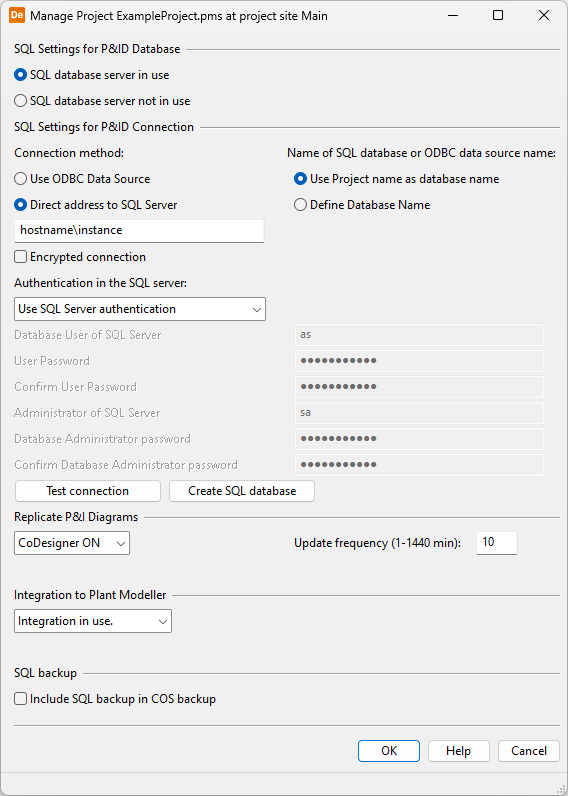 SQL Settings for PID