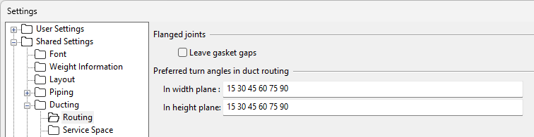 Shared Settings > Ducting > Routing
