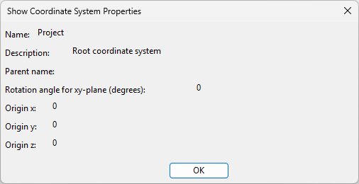 Show Coordinate System Properties dialog