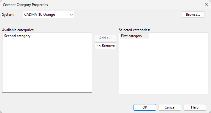 Content Category Properties dialog