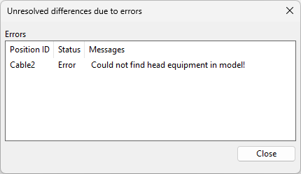 Unresolved differences due to errors dialog