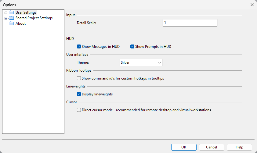 Options dialog