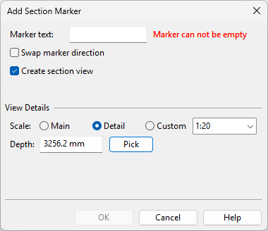 Add Section Marker dialog