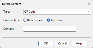 Define Content dialog