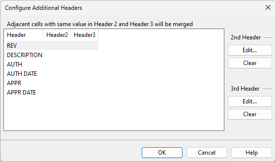 Configure Additional Headers dialog