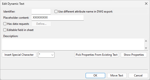 Edit Dynamic Text dialog