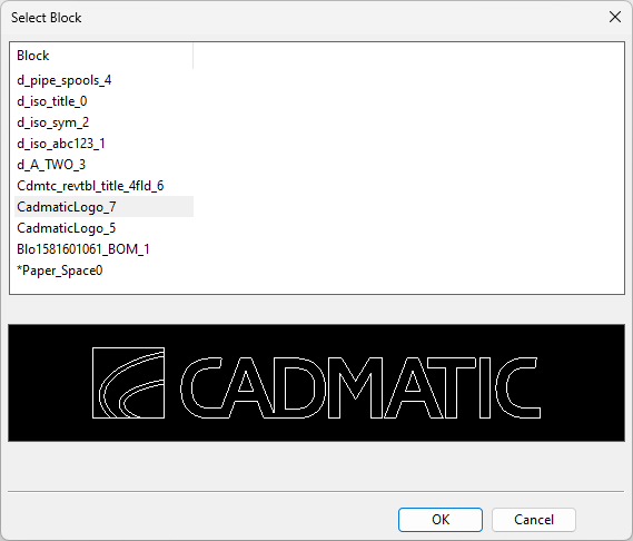 Select Block dialog