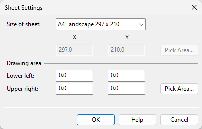 Sheet Settings dialog