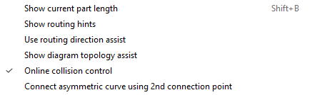 Online collision control menu item