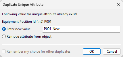 Duplicate Unique Attribute dialog