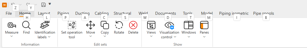 Access keys shown on top of the ribbon