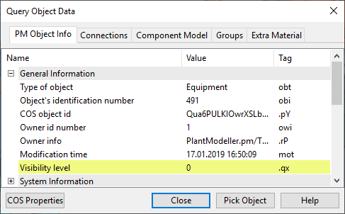 Query Object Data dialog