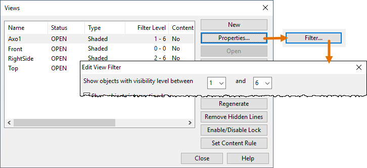 Views dialog