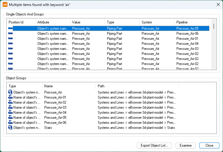 Multiple items found with keyword