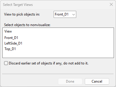Select Target Views dialog